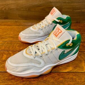 NIKE AIR ZOOM G.T. HUSTLE 2 CUT UNIVERSITY SWOOSH SQUAD WHITE GREEN ORANGE